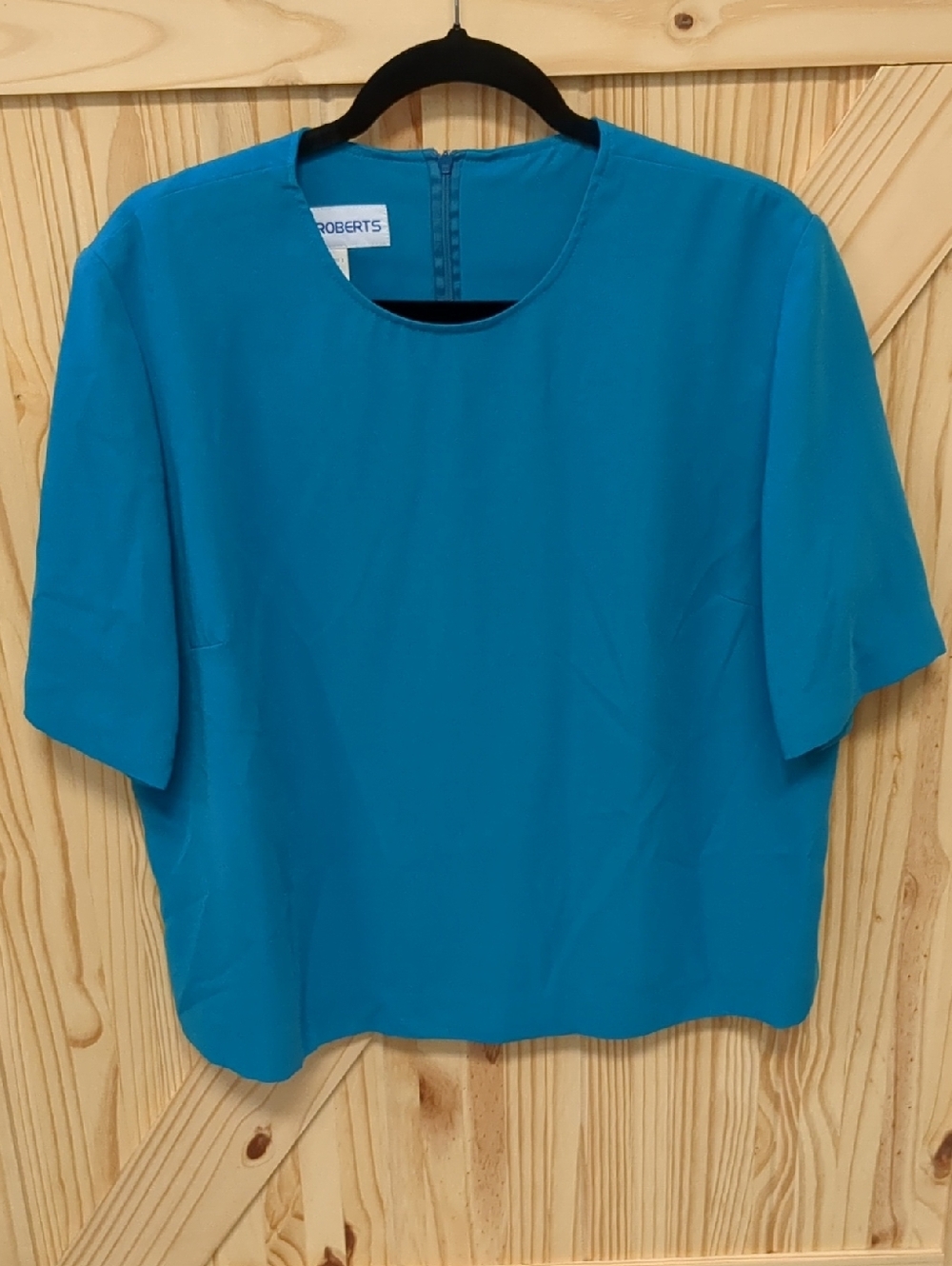 Teal Short-Sleeve Crewneck Blouse